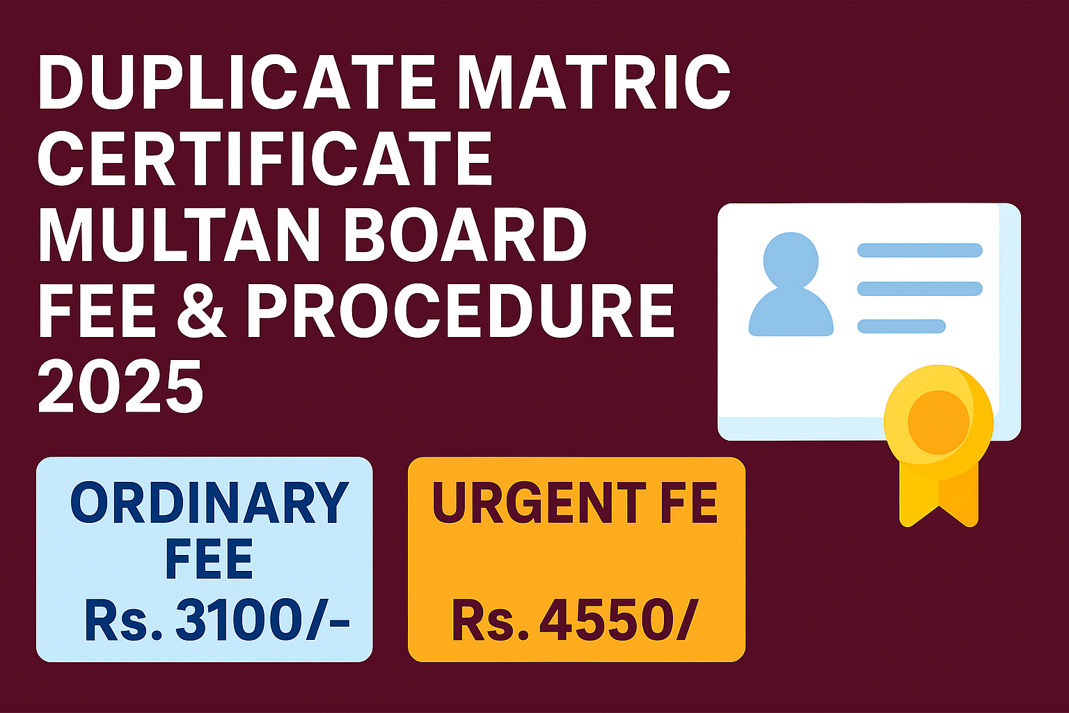 Duplicate Matric Certificate Multan Board Fee & Procedure 2025